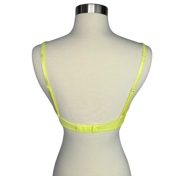 Victorias Secret 32D Yellow Floral Lace Push-Up Without Padding Bra Rhinestone - Picture 6 of 9